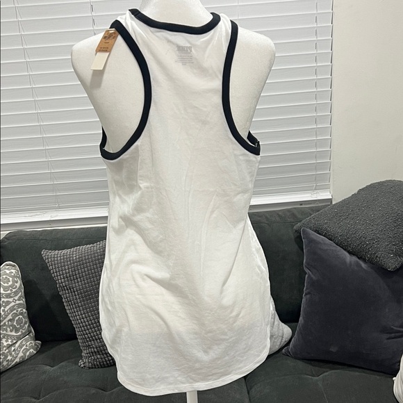 PINK Victoria's Secret White Tank Top with Black Accents - Picture 4 of 6